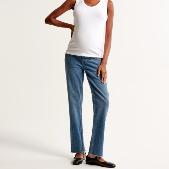 Abercrombie & Fitch Blue Maternity Jeans Hem Distressed - Picture 3 of 15